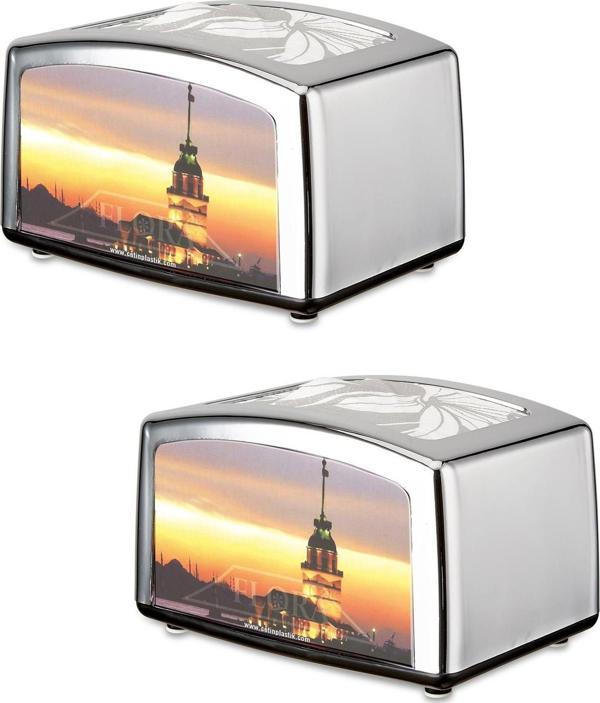 Masa üstü krom yatay dispenser peçetelik - flosoft 2 li peçetelik f031 - Image 1