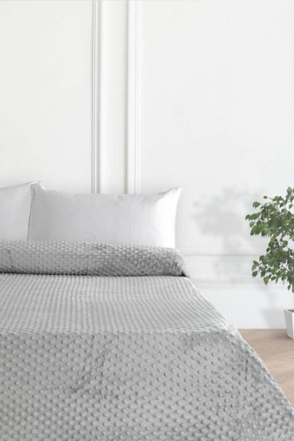 Merinos Pearl Tomurcuk Çift Kişilik Battaniye 200X220 - Gri - Image 1