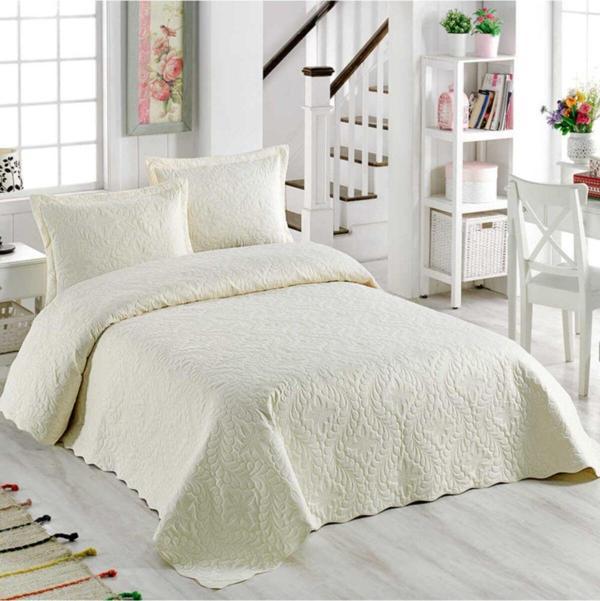 Örtüm Ivy Krem Çift Kişilik Microfiber Kapitone Yatak Örtüsü Ekru - Image 1
