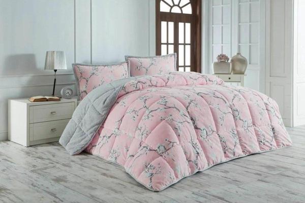 Merinos Comforter Çift Kişilik Yorgan Set Eylül Gri - Image 1