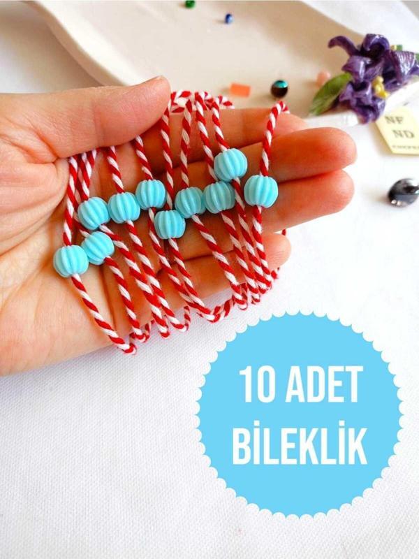 10 ADET MAVİ BONCUKLU MARTENİÇKA BİLEKLİK ŞANS BEREKET ARKADAŞ SEVGİLİ EŞ ÇOCUK HEDİYE BAHAR - Image 1