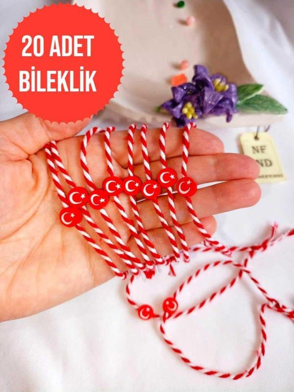20 ADET AYYILDIZLI FİMO MARTENİÇKA BİLEKLİK ŞANS ARKADAŞ SEVGİLİ EŞ ÇOCUK HEDİYE BAHAR BİLEKLİĞİ - Image 1
