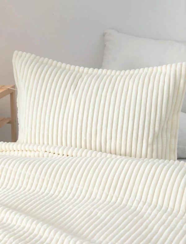 Merinos Modern Line 3 Parça Battaniye Seti - Ekru - Image 1