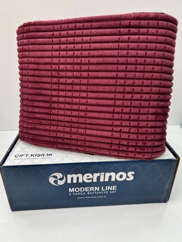 Merinos Modern Line 3 Parça Battaniye Seti - Image 1