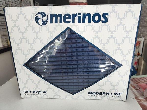 Merinos Modern Line 3 Parça Battaniye Seti - Lacivert - Image 1