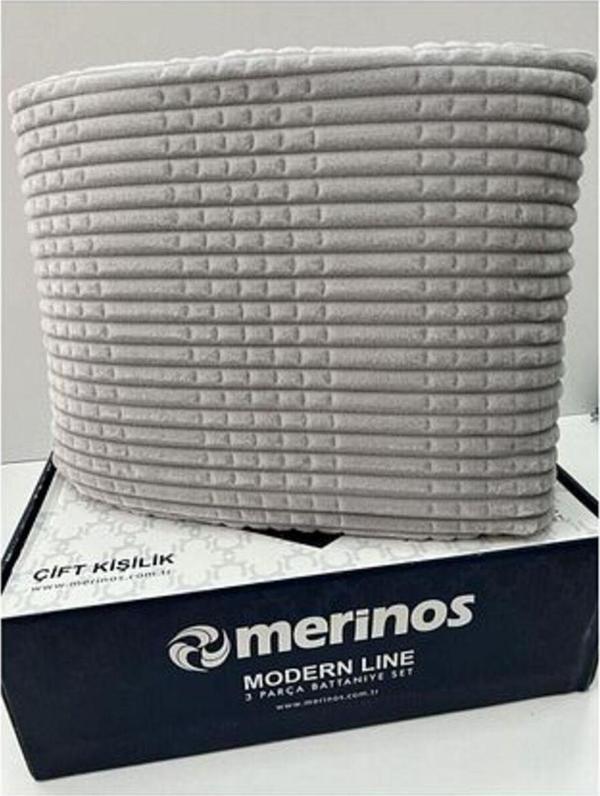 Merinos Modern Line 2 Parça Battaniye Seti - Gri - Image 1