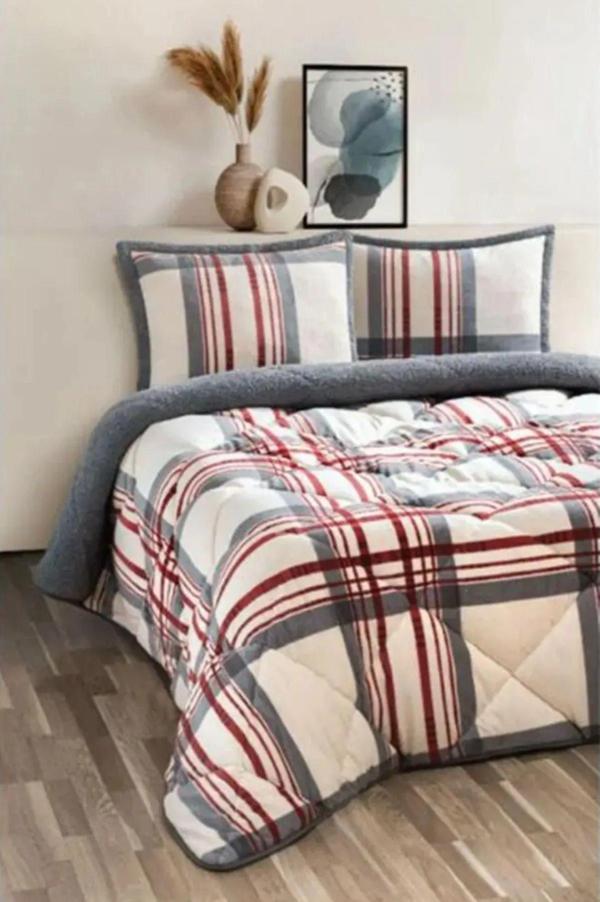 Merinos Comforter Çift Kişilik Yorgan Set Wera Kırmızı. - Image 1