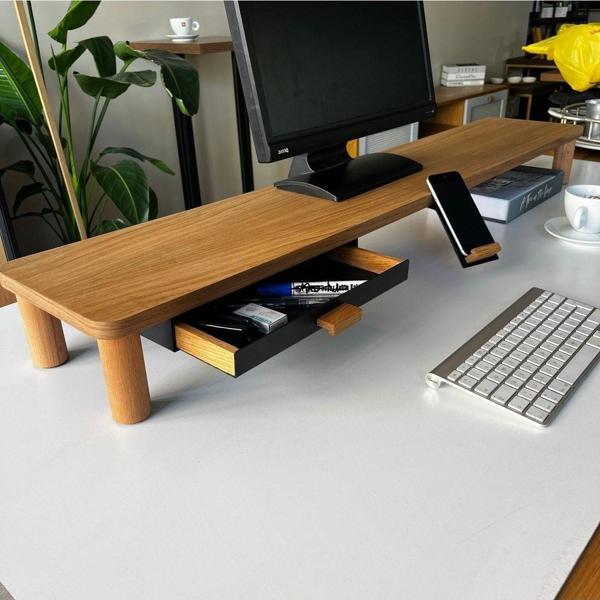 Atolye10 Monitör Yükseltici - Ekran Yükseltici – Ahşap Monitör Standı – Desk Shelf - Image 1