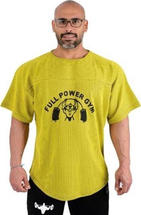 Full Power Gym Ragtop Tişört Sarı Siyah Çizgili - Image 1