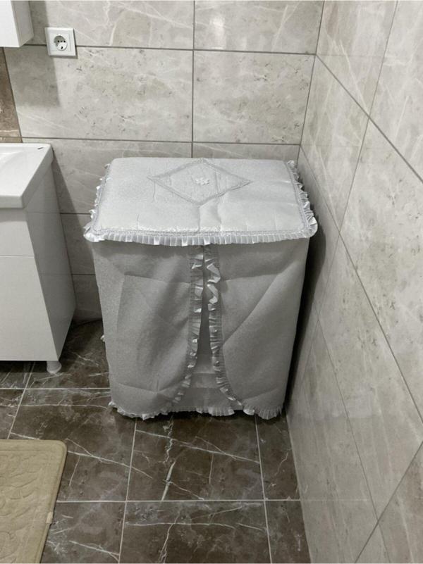 Çalışkan Çeyiz Evi Simli Çamaşır Makinesi Örtüsü - Gri - Image 1