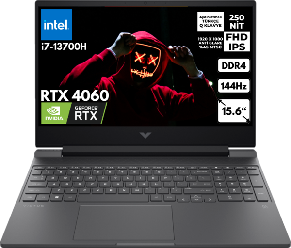 HP Victus i7-13700H 32GB 4 TBSSD RTX4060 15.6" FHD Freedos Gaming Notebook 8U846EAHMF13 - Image 1