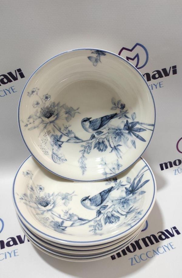 Güral Porselen 6'lı 17 Cm Kuşlu Çukur Yemek Tabak - Image 1