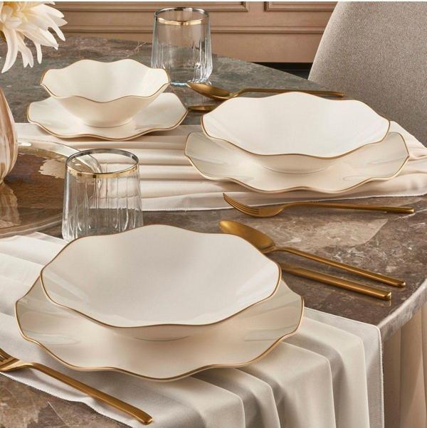 Güral Porselen Almila Nesrin 24parça Kişilik Yemek Takımı - Gold - 3819 - Image 1