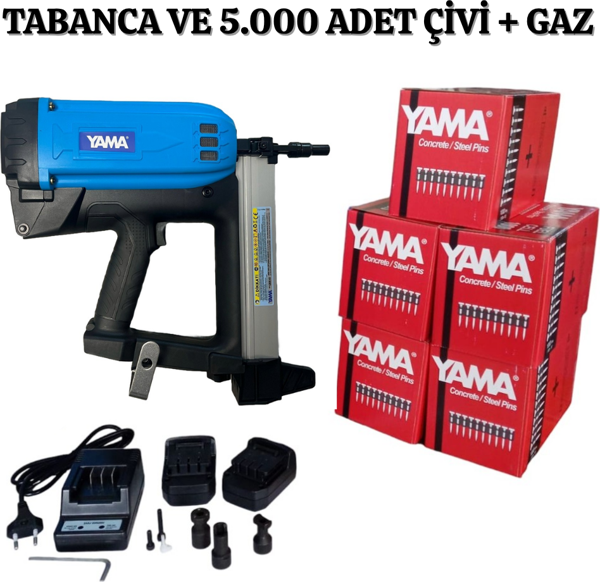 Yama YAT-GNX40 Gazlı Betona Çivi Çakma Tabancası 3 Farklı Başlık 5 Kutu Çivi Hediyeli Gaz Dahil - Image 1
