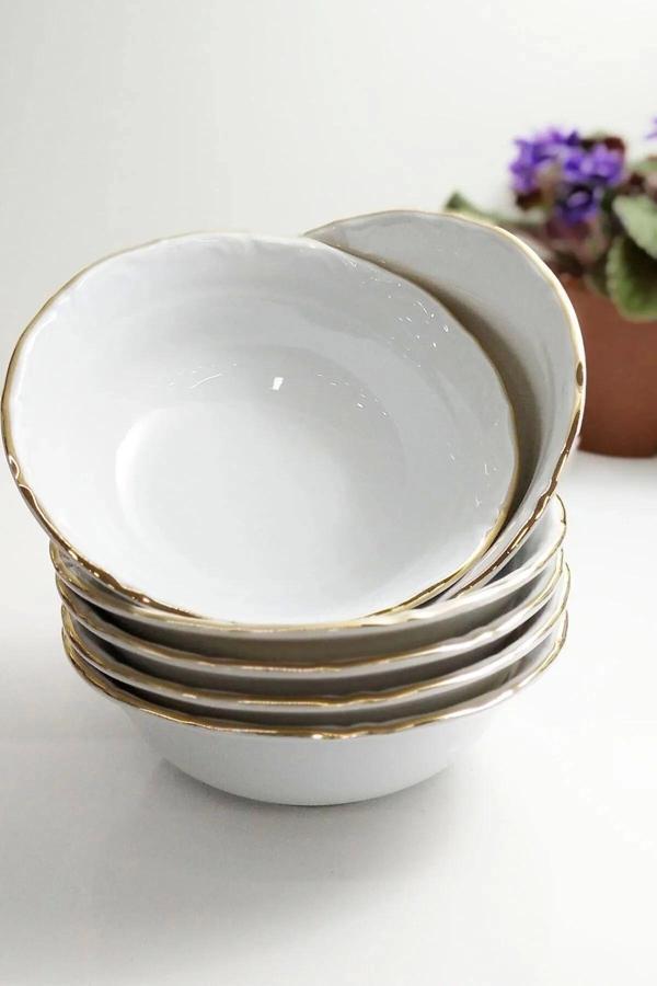 Porland 6'lı Yaldızlı 13 Cm Porselen Kase - Image 1