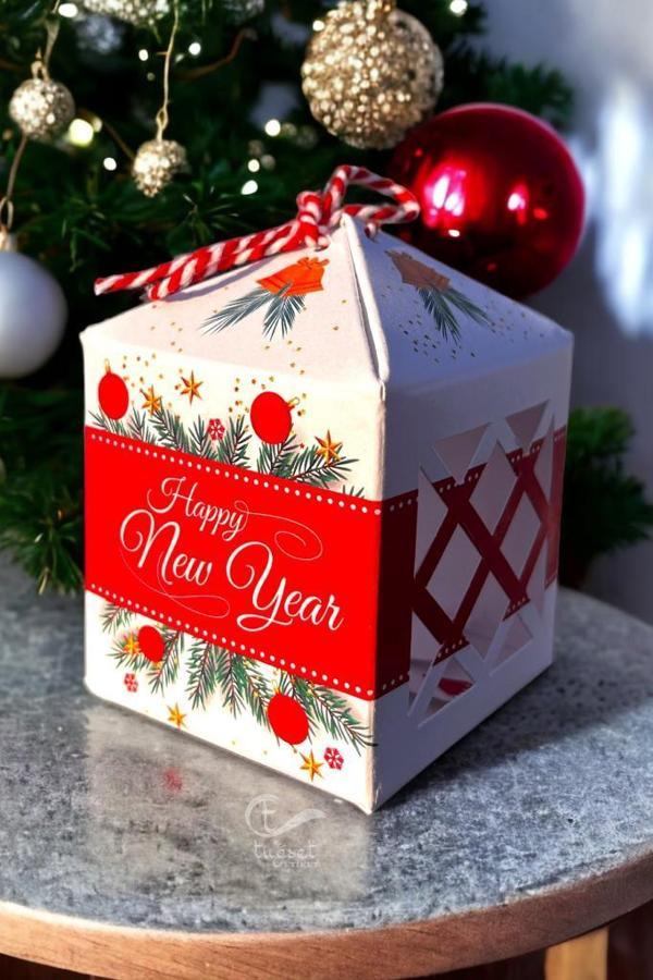Happy New  Year Yılbaşı Yeni Yıl Pencereli Hediye Kutusu 10 Adet -T643 - Image 1