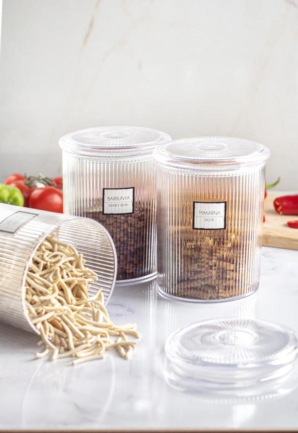9lu Barok Yuvarlak Büyük Kavanoz Seti & Saklama Kabı & Erzak Kabı (9*2000 ML) - Image 1