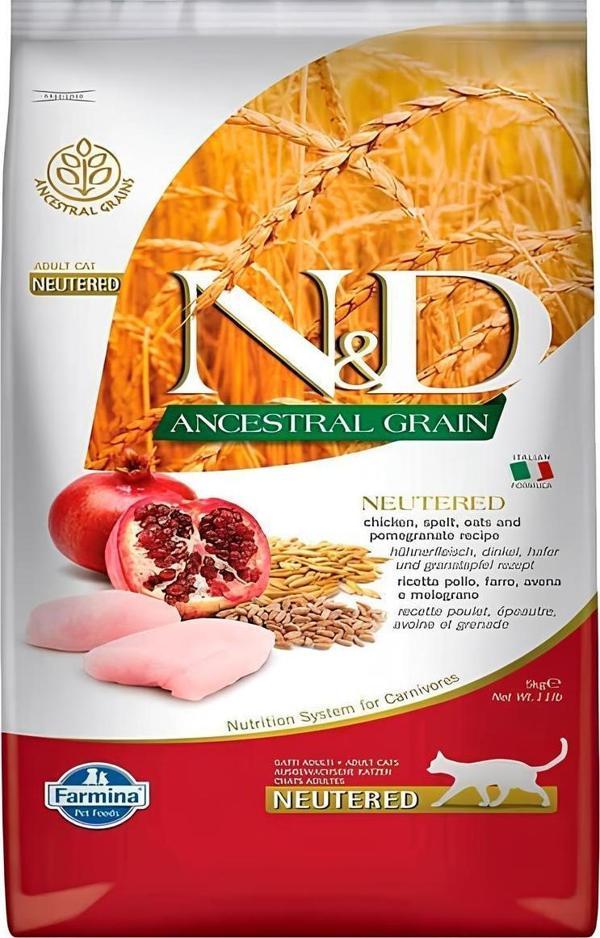 N&D Düşük Tahıllı Tavuklu ve Narlı Kısırlaştırılmış Kedi Maması 1,5 kg - Image 1