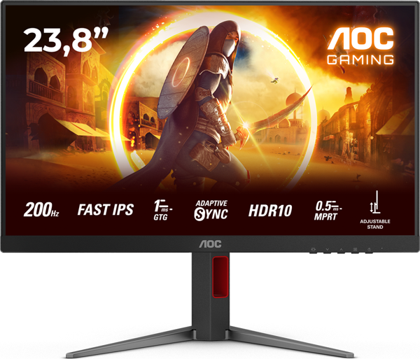 AOC 24G4HA 23.8" 200Hz 1ms HDMI DP G-Sync AdaptiveSync Pivot HDR10 FHD Fast IPS Gaming Monitör - Image 1