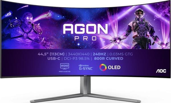 AOC AGON PRO AG456UCZD 44.5" 240Hz 0.03ms HDMI DP USB-C 3.2 FreeSync Premium G-Sync HDR10 WQHD OLED Curved 800R Gaming Monitör - Image 1