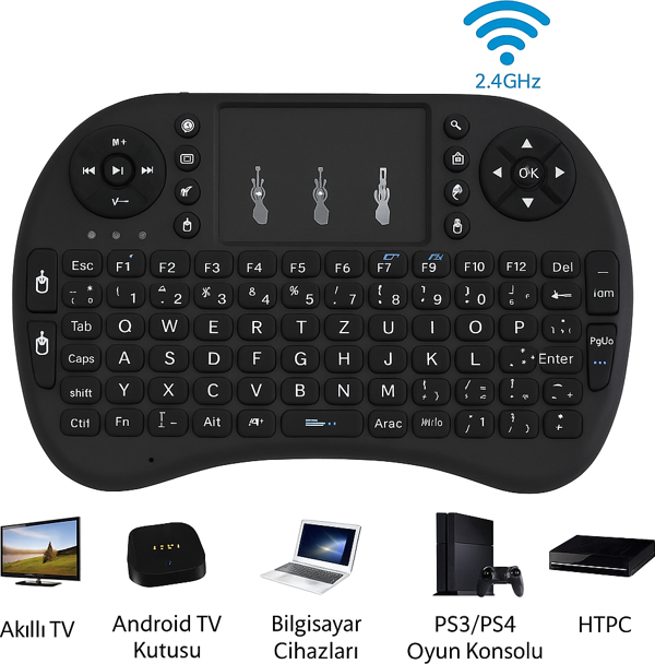 Akıllı TV ve Android Cihazlar için Kablosuz RGB Aydınlatmalı Mini Klavye Uzaktan Kumanda - Image 1