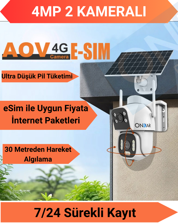 INOX X15 4MP ( 2MP +2MP ) eSim Özellikli Güneş Enerjili 7/24 Kayıtlı Güvenlik Kamerası - Image 1
