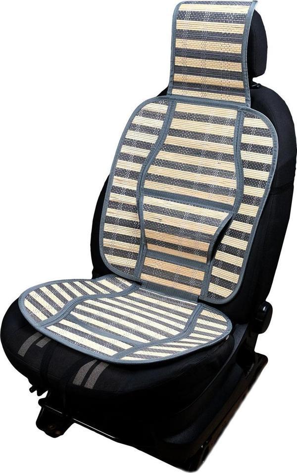 Oto Hasır Bambu Minder Ön Gri İkili Takım Bel Destekli Terletmez WF-1021-1-GR - Image 1