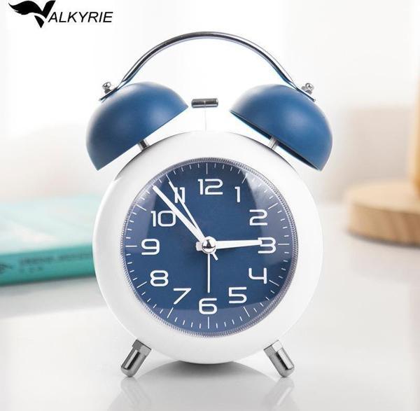Valkyrie Akar Saniyeli Analog Yüksek Sesli Şirin Masa Saati Alarmlı Işıklı Dakik  Çift Çanlı Mavi - Image 1
