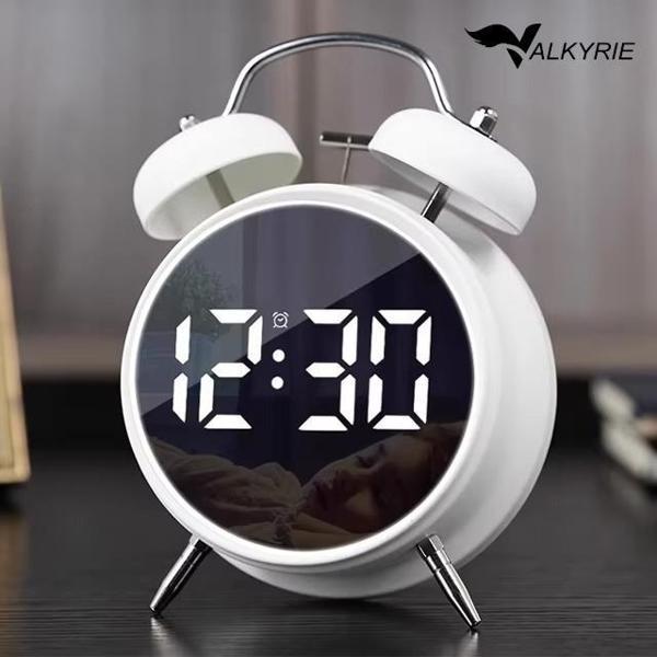 Valkyrie LED Ekranlı Analog Alarmlı Masa Saati Çalar Saat Pil Dereceli Çift Alarmlı Dijital Saat Beyaz - Image 1