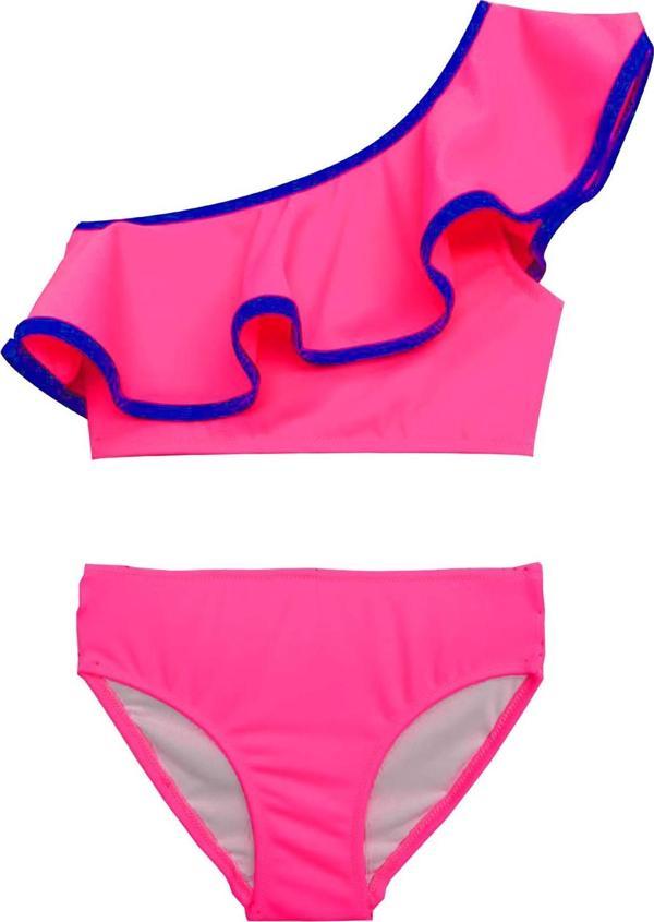 Fuşya mor biyeli kız çocuk bikini takım DB200621BT - Image 1