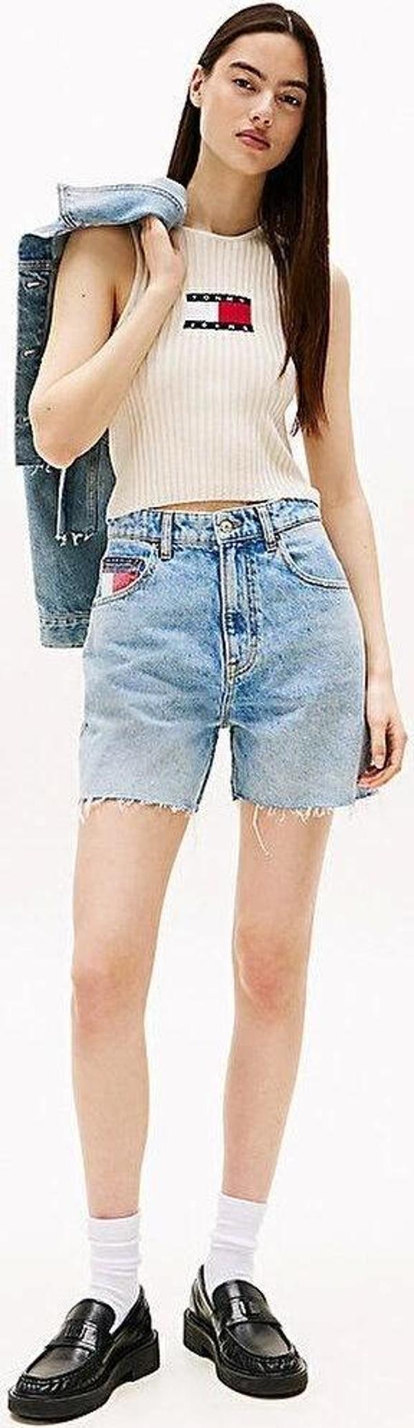 Tommy Jeans TJW RIB RACER TANK Kadın Beyaz Kazak DW0DW20975YBL - Image 1