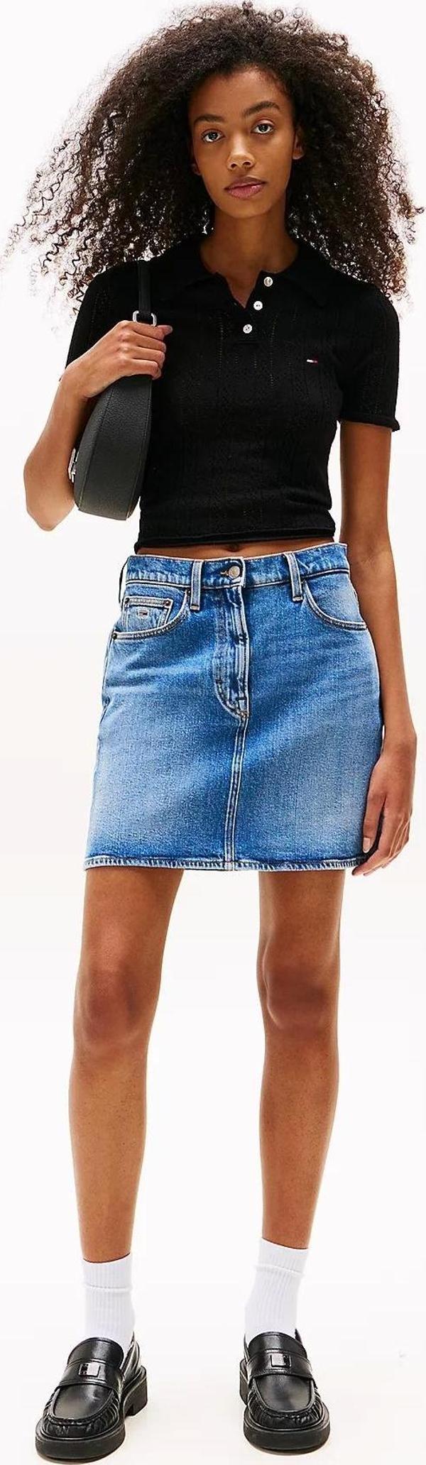Tommy Jeans TJW POINTELLE POLO Kadın Siyah Kazak DW0DW20965BDS - Image 1