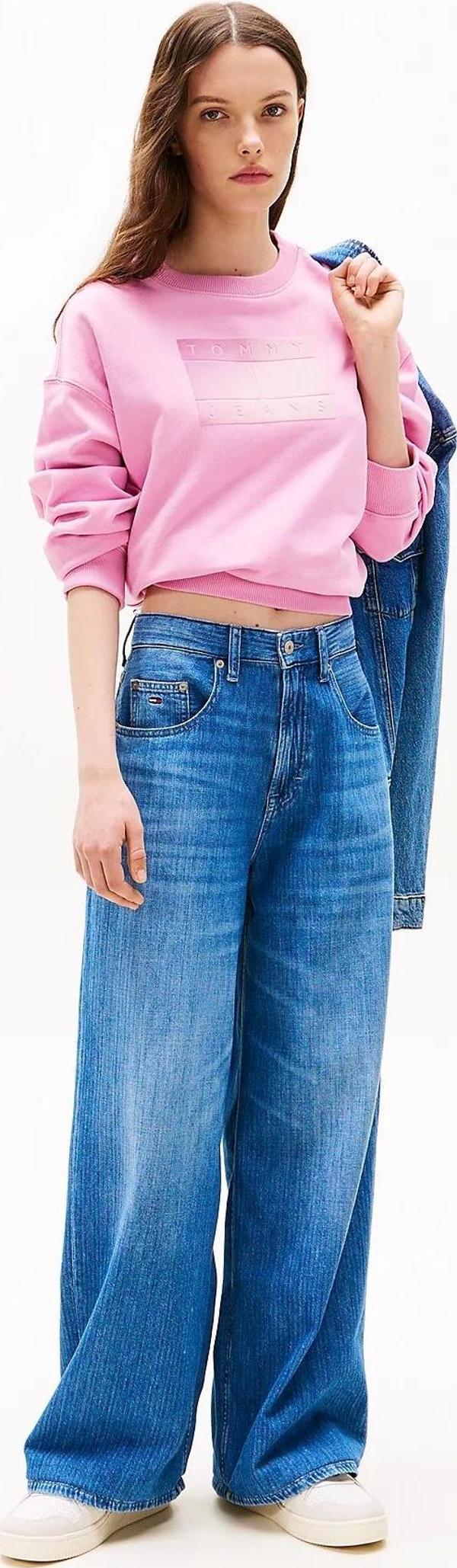 Tommy Jeans TJW RLX GRADIENT FLAG CREW Kadın Pembe Kazak DW0DW21396U06 - Image 1