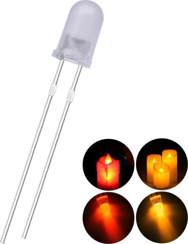Ledonline 100 Adet 5Mm Mum Led Titrek Sarı Led Canle Light - Image 1