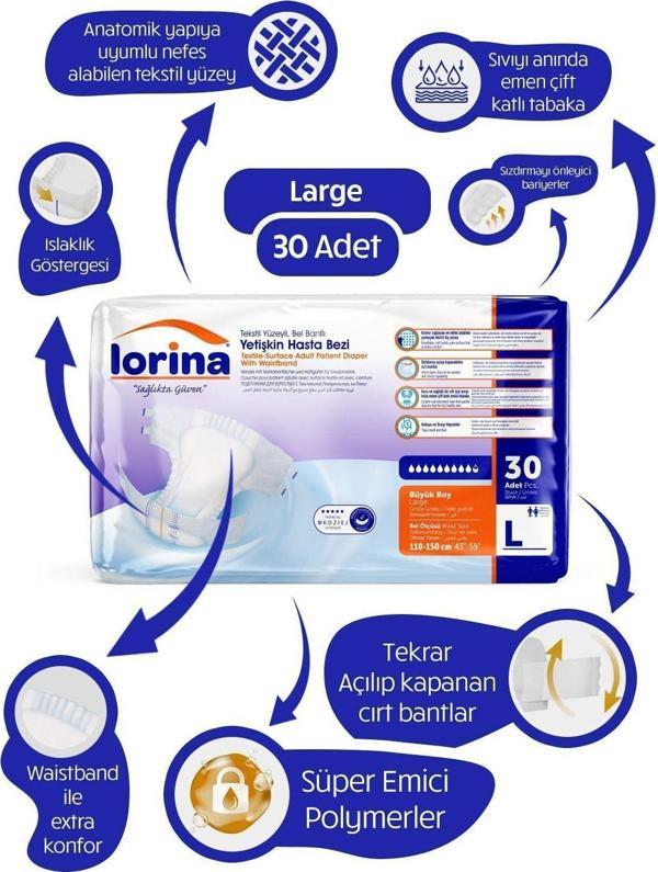 Lorina Belbantlı Bez 1 Paket 30 Adet L - Image 1