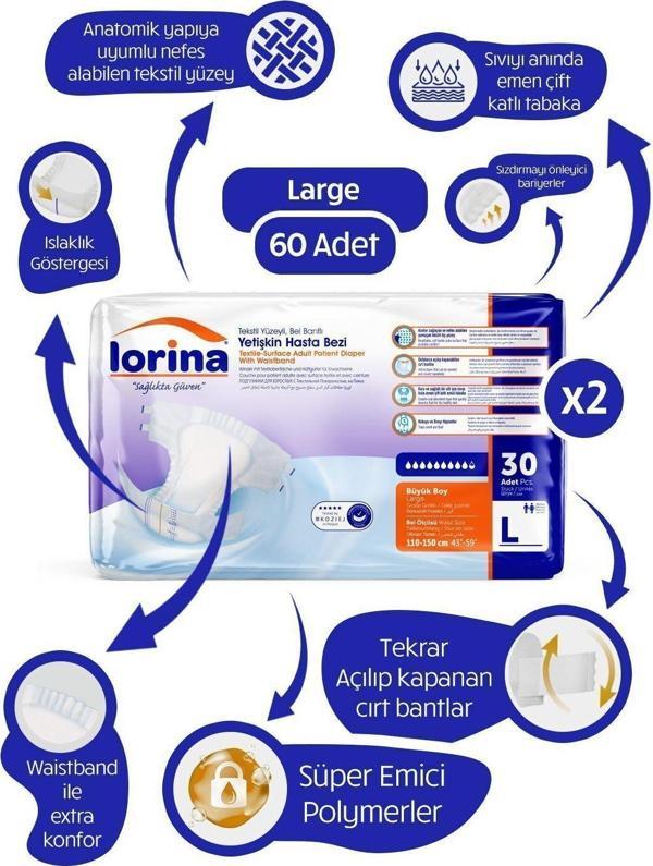 Lorina Belbantlı Bez 2X30 Adet L - Image 1
