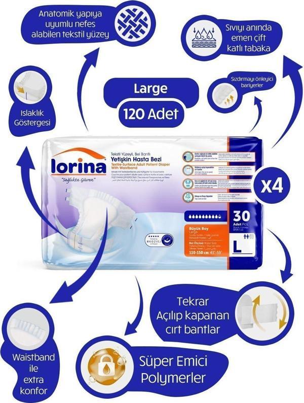 Lorina Belbantlı Bez 4X30 Adet L - Image 1