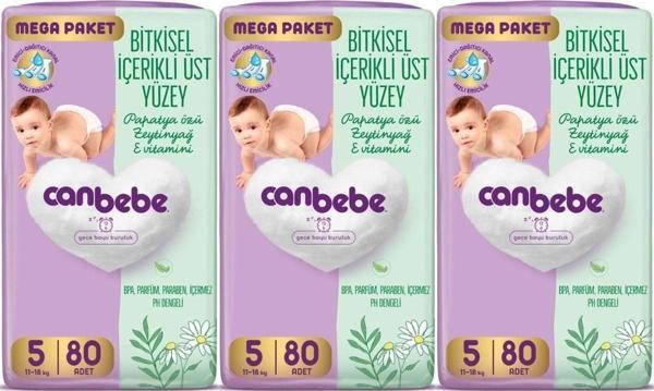 Canbebe Bebek Bezi Beden:5 (11-18Kg) Junior 240 Adet Mega Aylık Fırsat Pk - Image 1