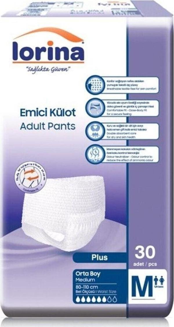 Lorina Yetişkin Emici Külot Medium 30 Lu(80-115 Cm) - Image 1
