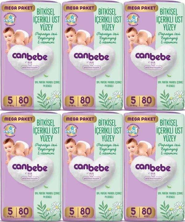 Canbebe Bebek Bezi Beden:5 (11-18Kg) Junior 480 Adet Mega Ekstra Fırsat Pk - Image 1
