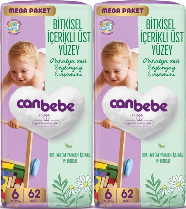 Canbebe Bebek Bezi Beden:6 (15-27Kg) Exstra Large 124 Adet Mega Ekonomik Fırsat Pk - Image 1