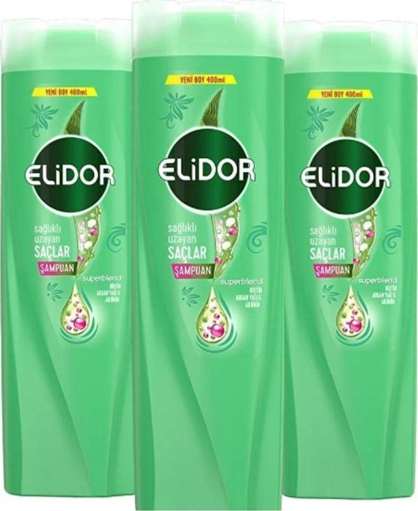 Elidor Superblend Şampuanı Sağlıklı Uzayan Saçlar Biotin Argan Yağı Arjinin 500 Ml X3 - Image 1