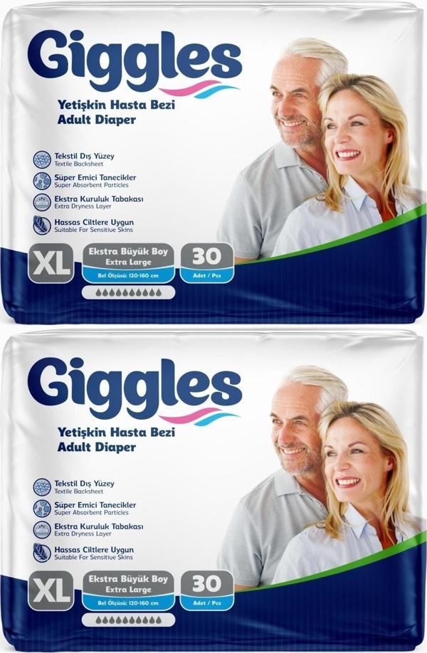 Giggles Hasta Bezi Yetişkin Bel Bantlı Tekstil Yüzey Ekstra Büyük (Xl) 60 Adet (2Pk*30) - Image 1