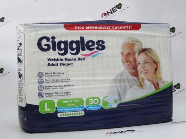Giggles Yetişkin Bağlamalı Hasta Alt , Hasta Altı Bezi L Beden (Large) 30 Lu Paket - Image 1