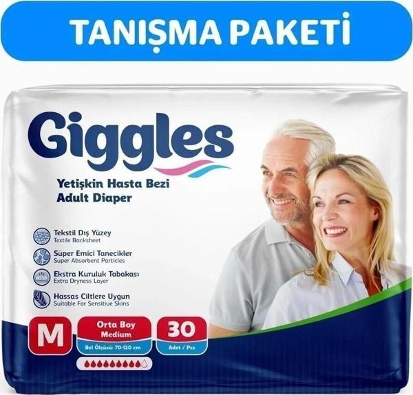 Giggles Yetişkin Bel Bağlamalı Hasta Bezi Medium 30'Lu 1 Paket 30 Adet - Image 1