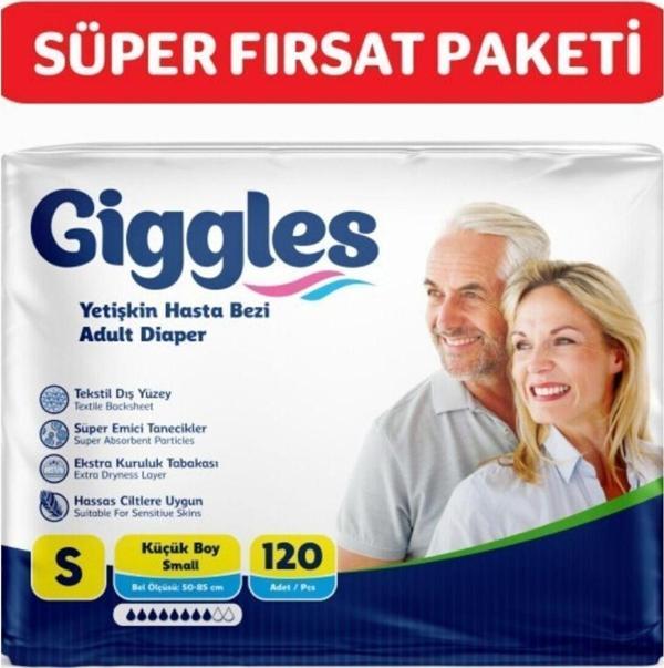 Giggles Yetişkin Bel Bantlı Hasta Bezi Small 120 Adet - Image 1