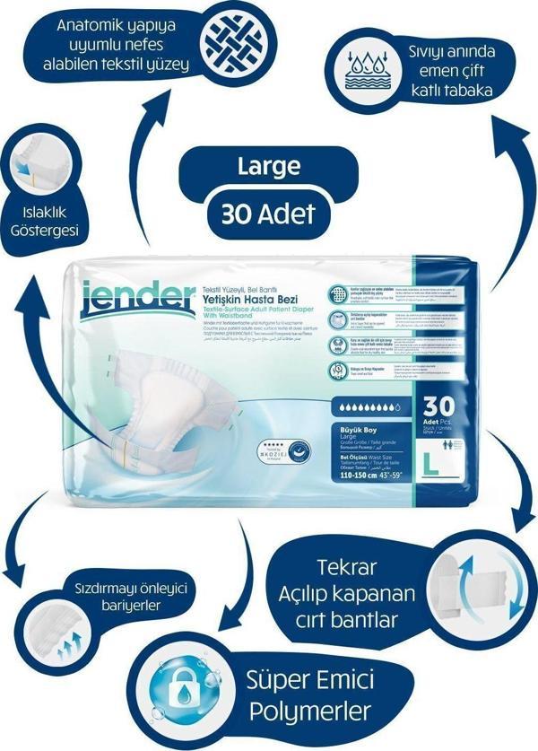 Jender Hasta Bezi Belbantlı Large 30'Lu Paket - Image 1