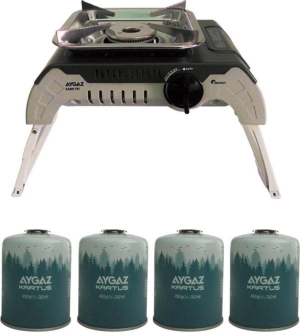 Aygaz Ms-200Df Portatif Çantalı Kamp Ocağı+450 Gr Kartuş 4'Lü Set - Image 1