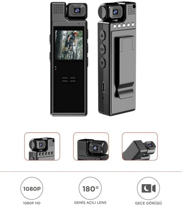 4k 180 Derece Vücut Kamerası Wifi Gece Görüşlü Aksiyon Kamerası - Image 1