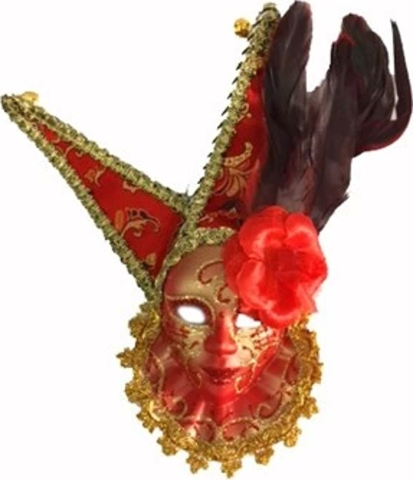 Tüylü Dekoratif Seramaik Maske Kırmızı Renk - Image 1
